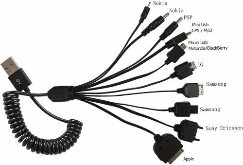 Pulpo Multicargador Universal Usb 10 Puntas Retractil Psp